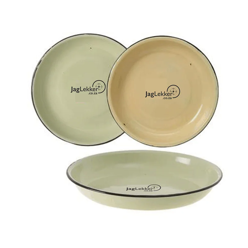 OEM factory custom colorful dinnerware custom logo printed steel metal enamel tin plate enamelware dish