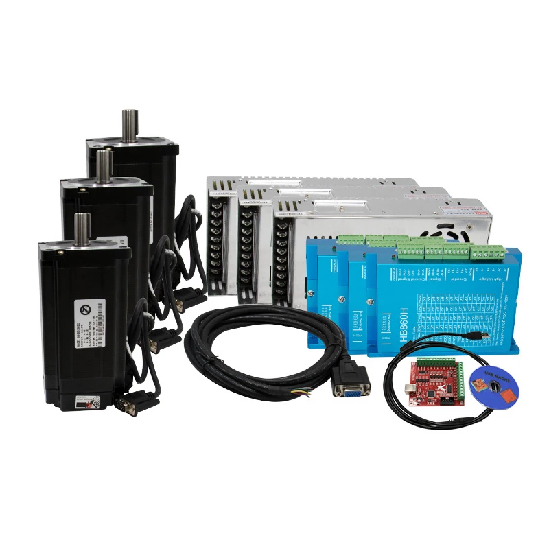 RU Nema34 close loop 4.5Nm stepper motor +HBS860H Hybrid driver+400w60v power supply +MACH3 controller board