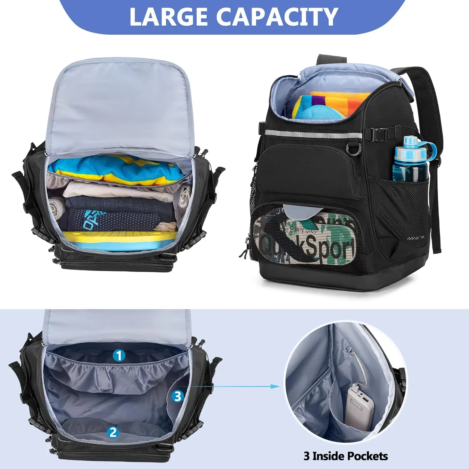 New Design Durable Swim Bag with Separate Shoe Space Swim Gear Bag for Swimming Pool, Beach,Sports Backpack