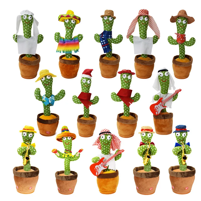 Lovely Talking Plush Writhe Doll Speak Sound Record Toy Dance Music Twist Kids Education Toys Dancing Cactus