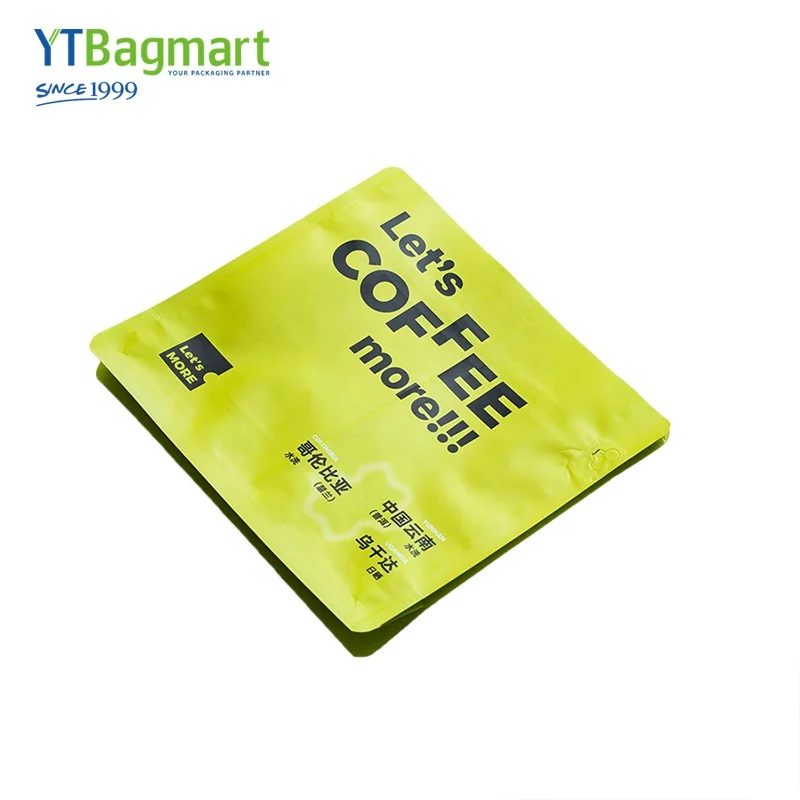 Packaging Block Bottom Side Gusseted Bag Coffee Bean Packaging Bag Coffee Bag With Valve And Zipper