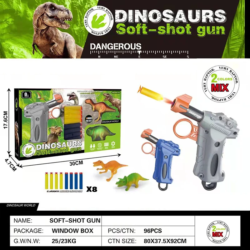 for kid outdoor activity game soft bullet gun with little dinosaur target accessories