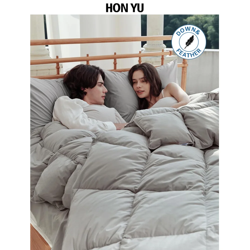 Goose Feather Down Quilt All Season King Size Down Duvet Luxurious Hotel Bedding Comforter with 100% Skin-Friendly Cotton Shell