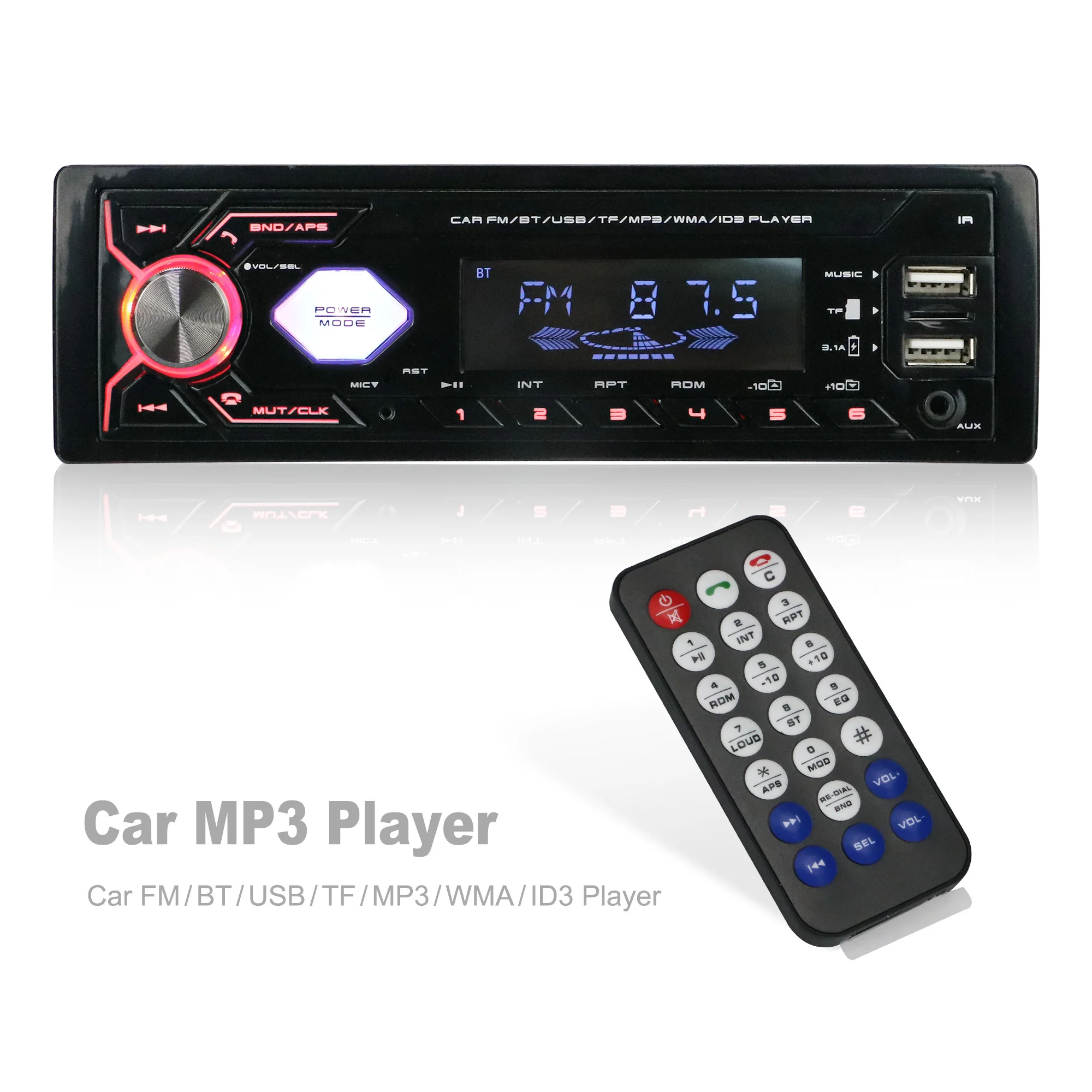 Sunway MP3 Player Car Audio Sd Usb Version 2.0 WMA Auto Stereo Dashboard 1 Din Car Radio