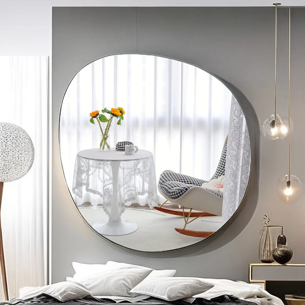 wholesale Antique hollywood living room decor big frameless asymmetrical hanging wall irregular for Bathroom Bedroom mirror