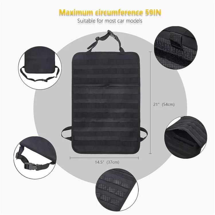 Universal Vehicle Seat Protector Cover Tactical Multifunction Front Car Back Seat Storage Bag Car Truck Back Seat Organizer