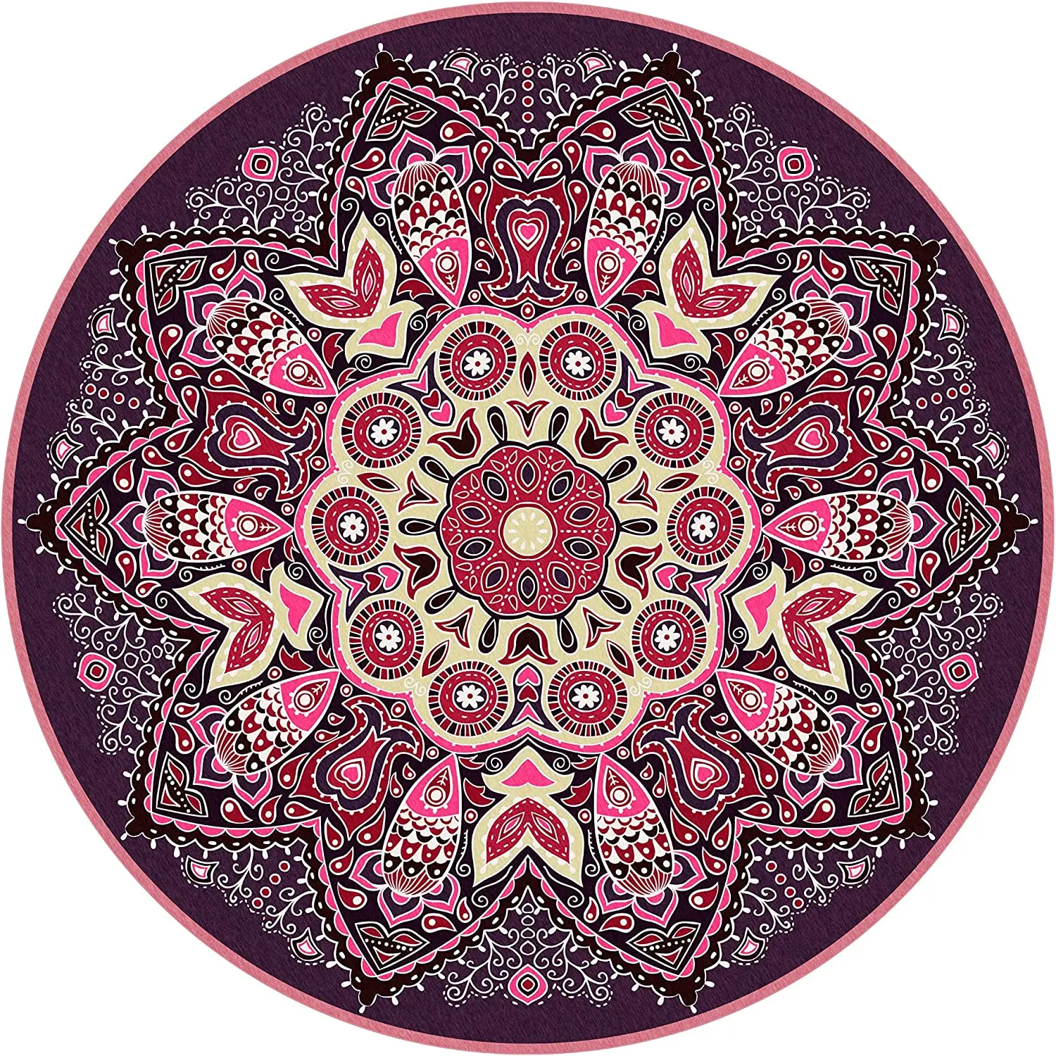 Manufacturer customized circle Printed suede Natural Rubber Eco Friendly Round Yoga Mat Routine Exercise Meditation