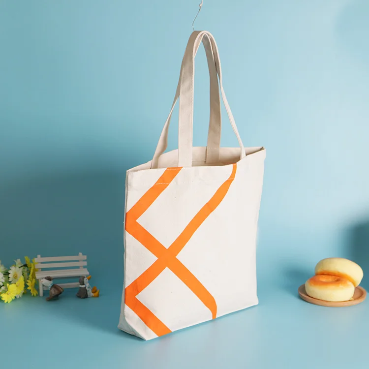 White Fabric Customized Printed Personalized Reusable Eco-friendly Foldable Canvas Tote Lunch Bag