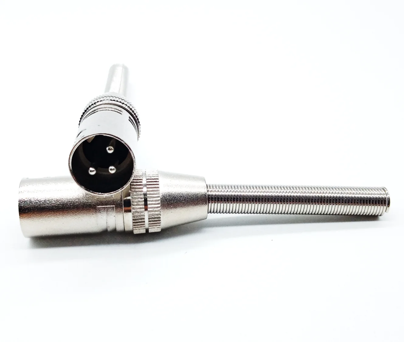 3 Pin Male XLR Connector with Long Spring Tail and Nickel Plated Contacts