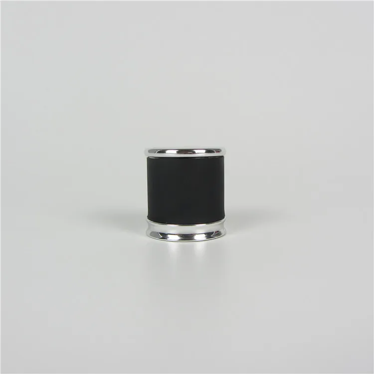 silver UV and black rubber decorated PP insert add iron perfume cap for perfume bottle