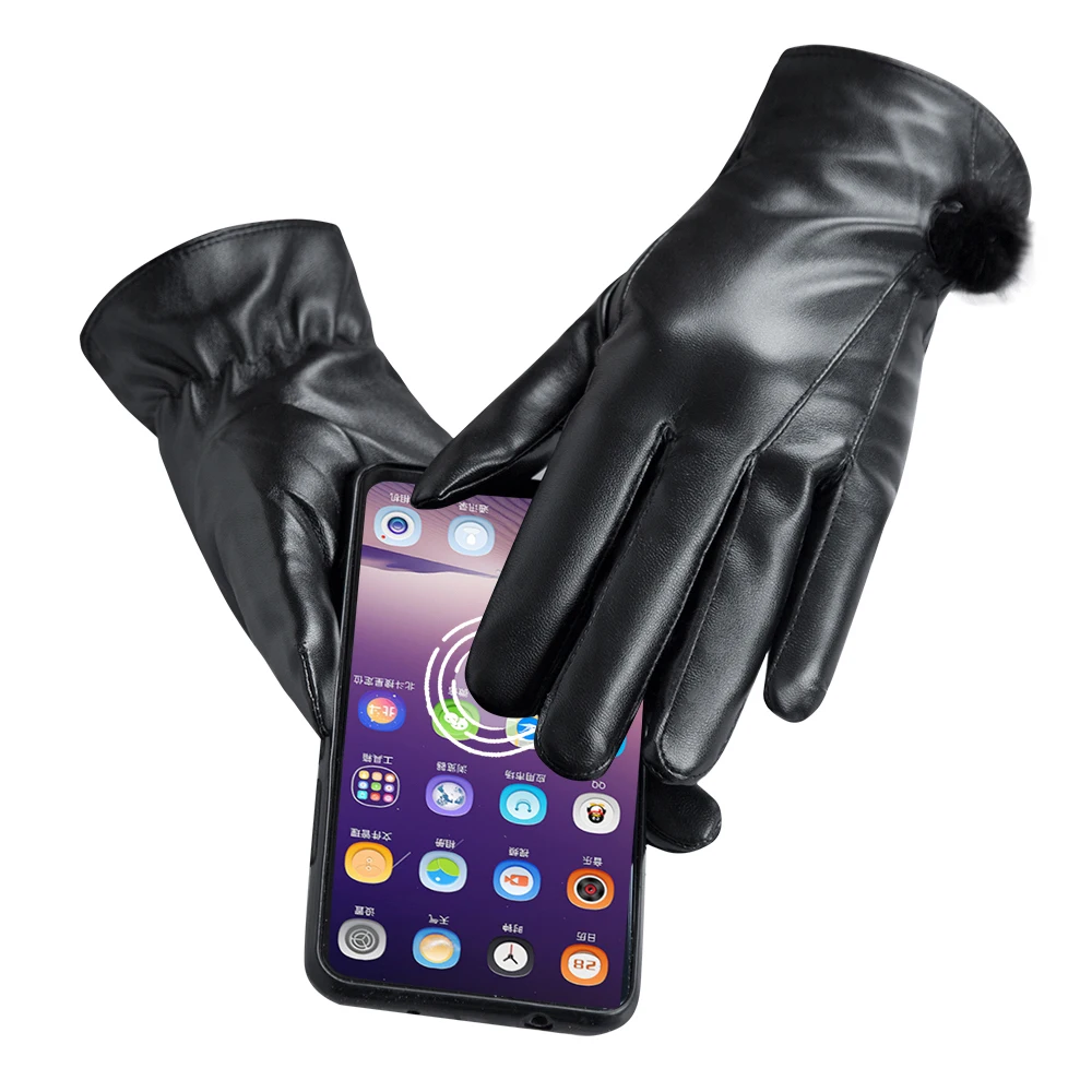 Manufacturer touch screen winter warm waterproof leather ski gloves custom Logo Long mitten gloves