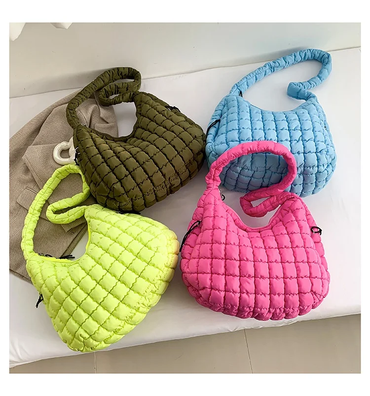 WB23 2024 Custom Lightweight Portable Shoulder Bags Nylon Padded Woven  Crossbody Women Down Purse Hobo Handbag Tote Bag