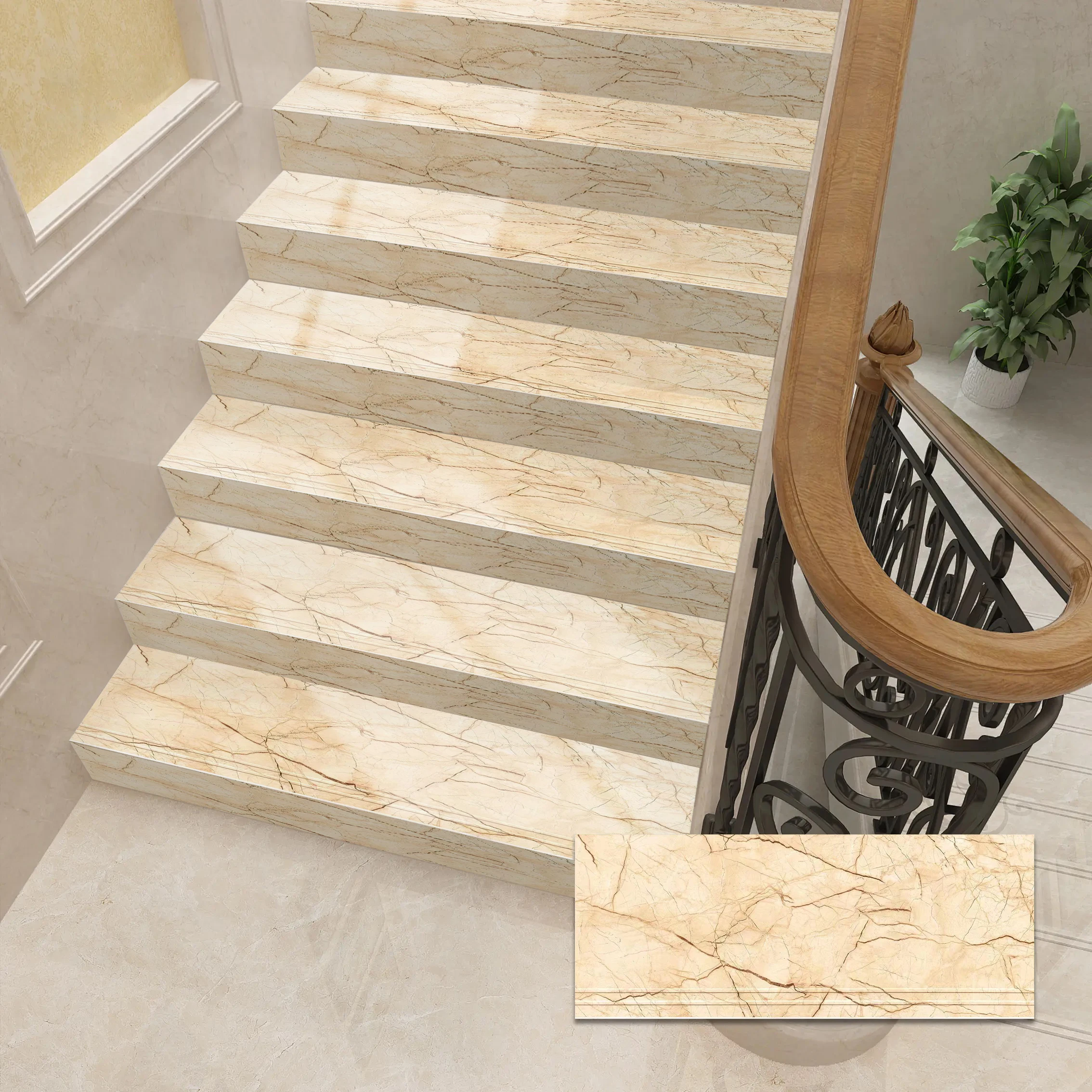 Cheap Wholesale 60x120 Porcelain Polished Glazed Porcelain Marble Modern Ceramic Wall Floor Tiles Full Body Matching Stair Tile