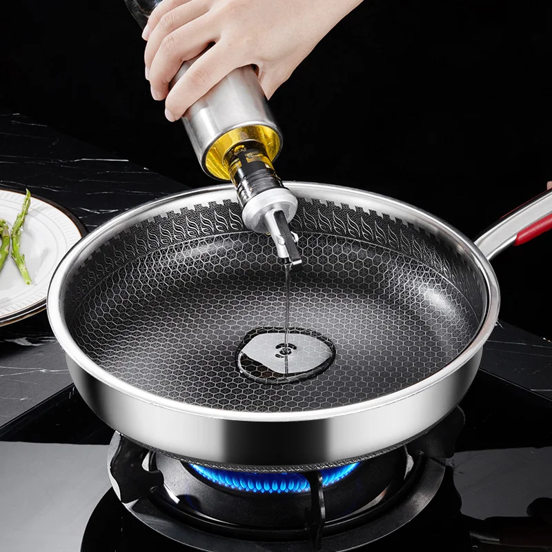 Hot Selling Pure Cook Cooking Pan Steak Induction Honeycomb Coating Panci Frypan Non Stick Stainless Steel Frying Pan
