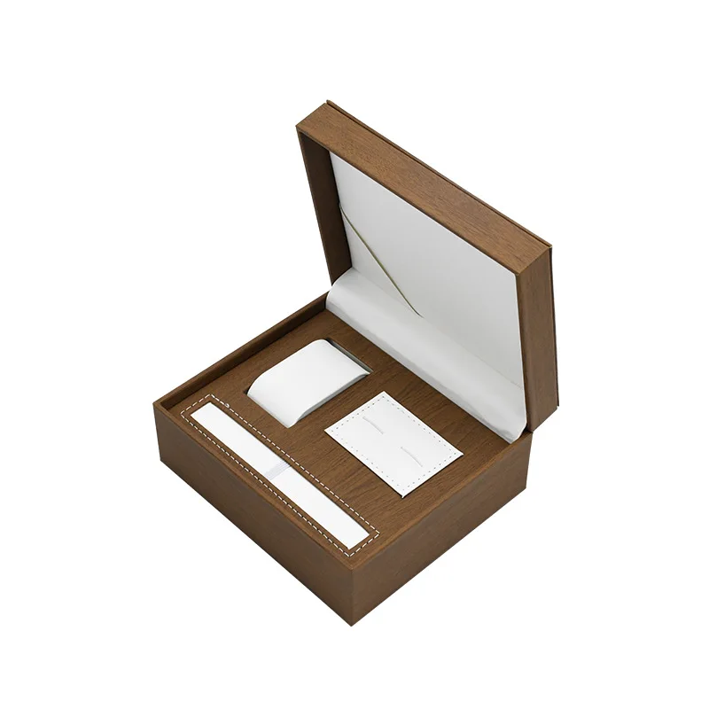 WETRUST New Kaki Brown Golden PU Leather Velvet Packing Box Cheap Watch Gift Box square Jewelry Single  Watch case