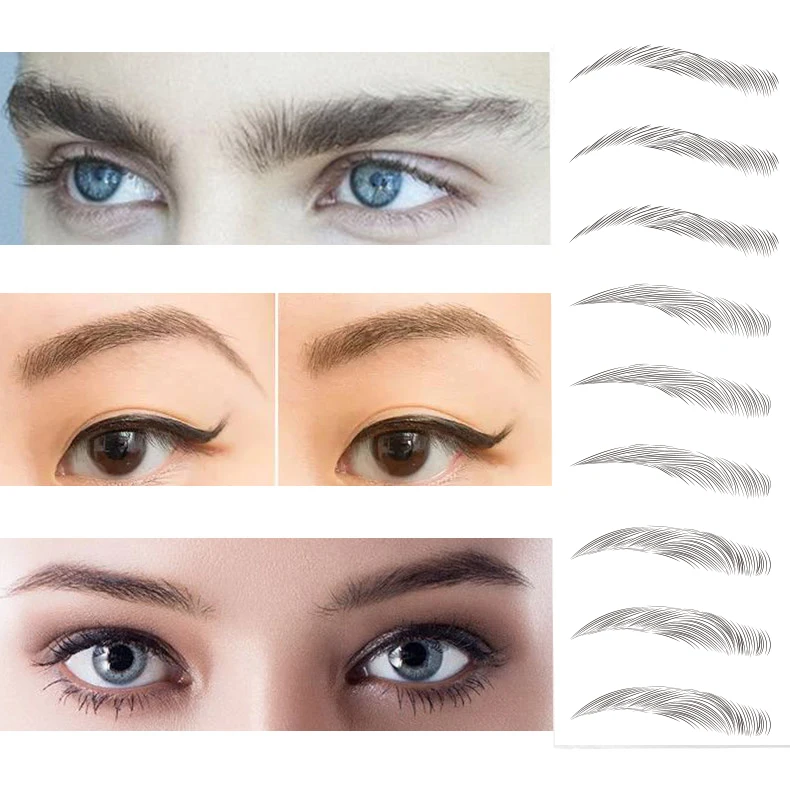 Красивая наклейка, Популярные коричневые формы бровей, водостойкая имитация 4D бровей