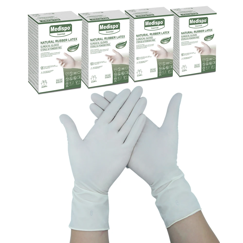 China sterile latex gloves factory disposable surgical powder free gloves