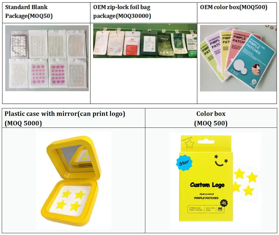 Custom Different Skin Tones Pimple Patch Acne Absorb Scar Reduce Hydrocolloid Patches Low MOQ