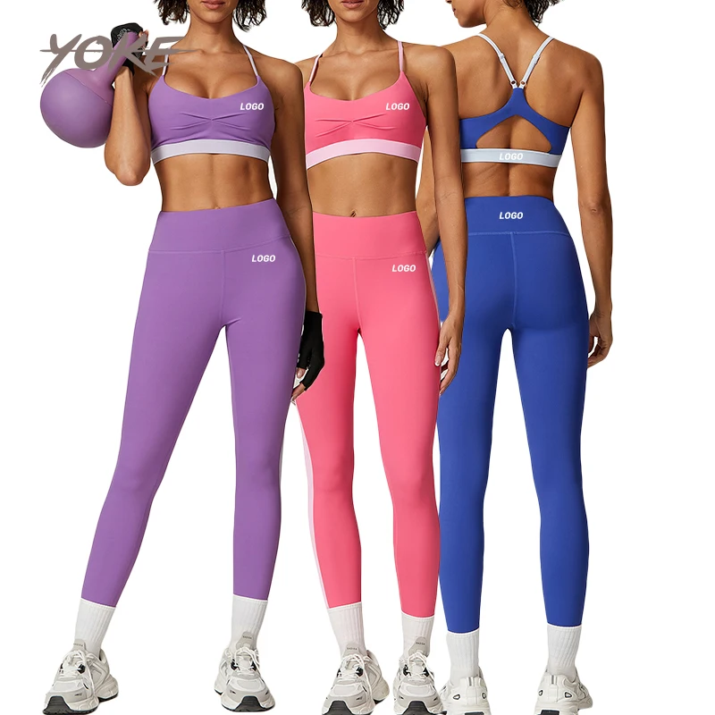 YK New Women Sexy Sports Bra Gym Suits Two Pieces Hip Lift Without Embarrassment Tone Leggings Underwear Fitness Suit For Women