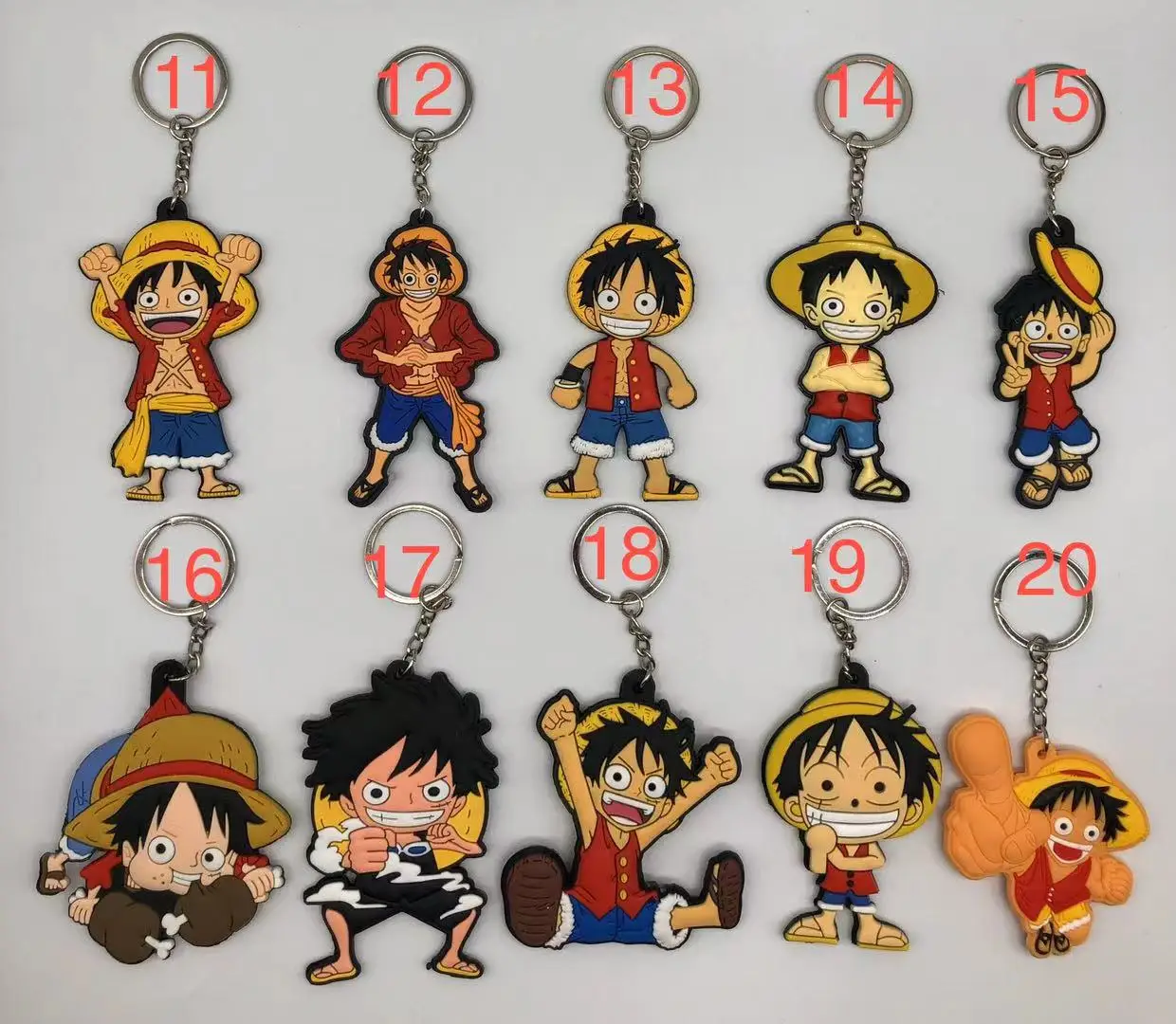 500 designs Japanese Double Side Figure Pendant Luffy Nami  Kakashi Sasuke PVC Rubber Keychain DBZ Rubber keychain