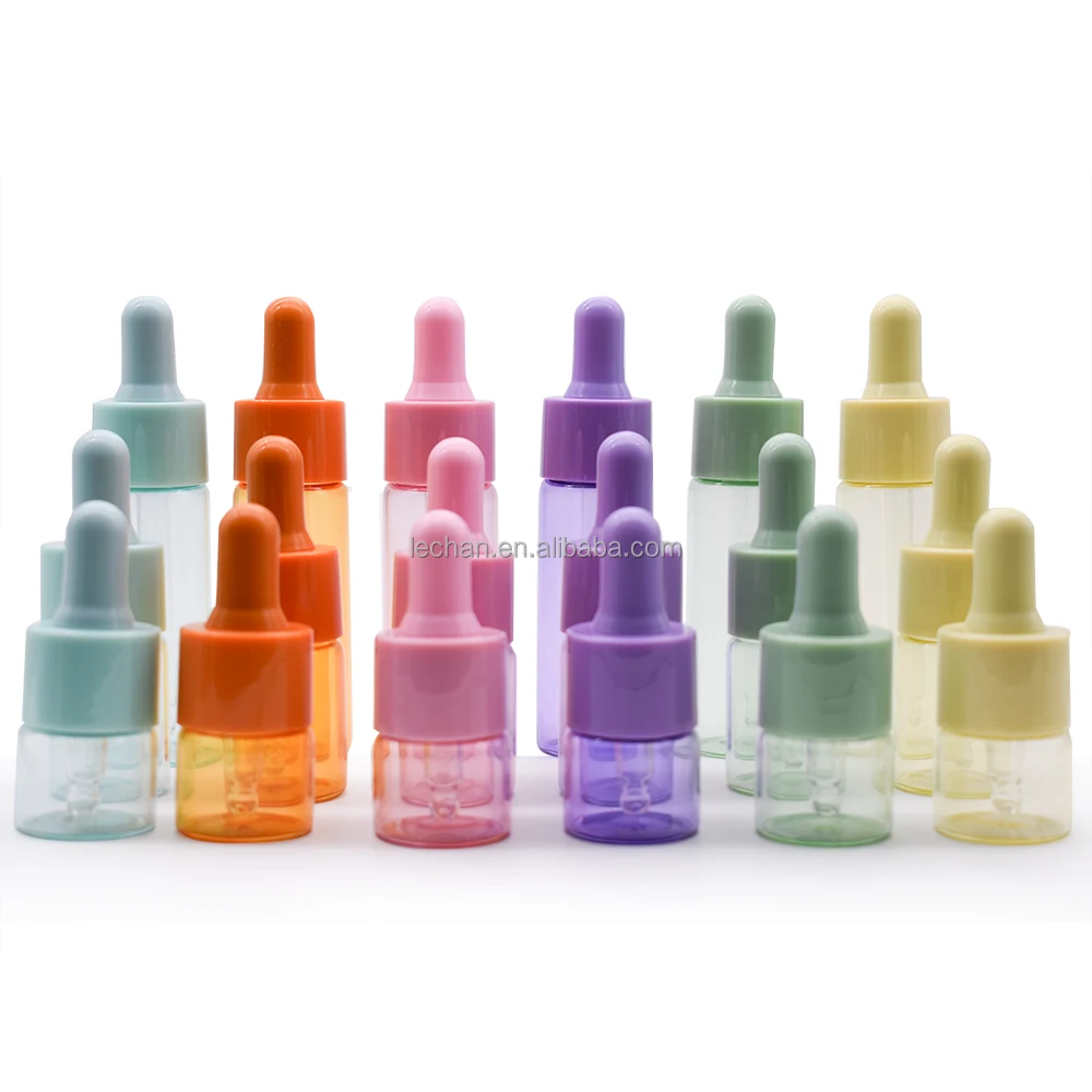 Empty Yellow Green Purple Orange Pink Mini Glass Dropper Bottle with Glass Pipette for Essential Oils Aromatherapy 5ml
