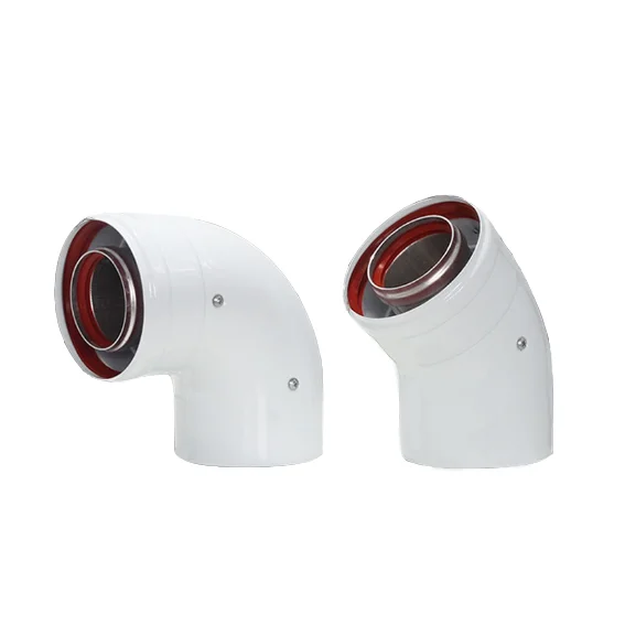 Factory 60/100mm Coaxial Extension Bend Condensing Elbow Flue Boiler Chimney Pipe 45 Degree Connector for HVAC Ventilation