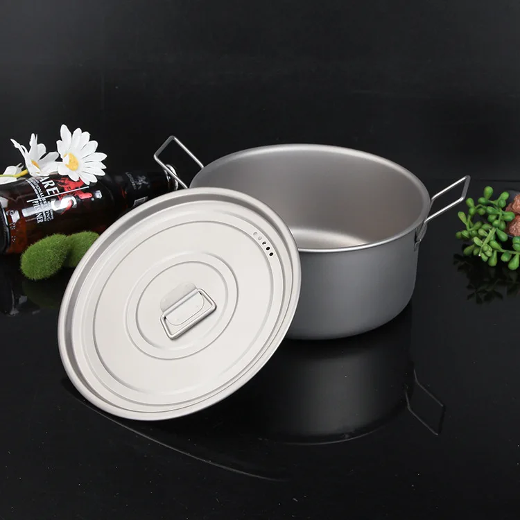 Кастрюля из титана для приготовления кипячения воды на открытом воздухе легкая титановая кастрюля кемпинга с