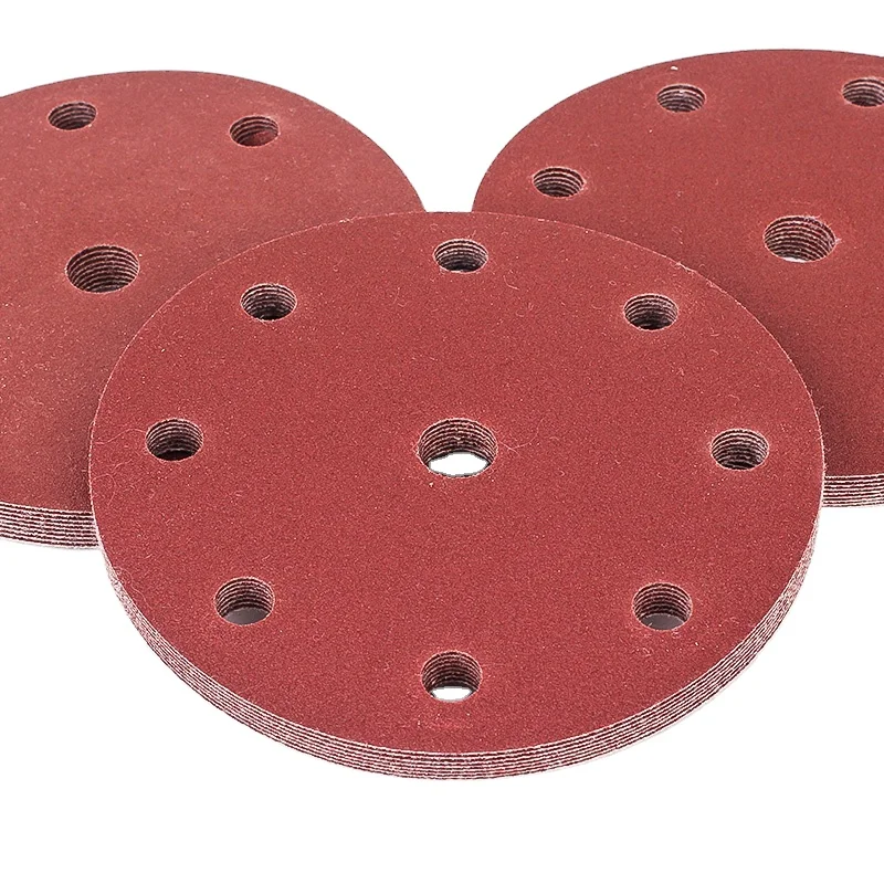 Abrasive Sanding Disc 150mm 6 Inch Red 8+1 Holes Sanding Disc Round Sanding Disc for Polishing