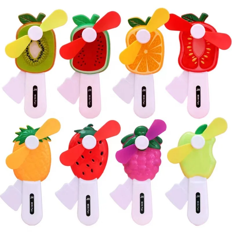 Creative Colorful Gift Small Fan Hand held Cartoon Fruit Portable Hand Pressure Summer Mini Fan with Soft Blade