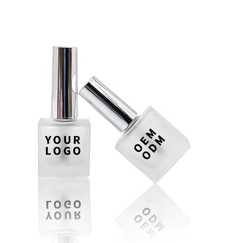 2022 New Products Empty square 8ml Clear Uv Gel Nail Polish Glass Bottle With Black Brush