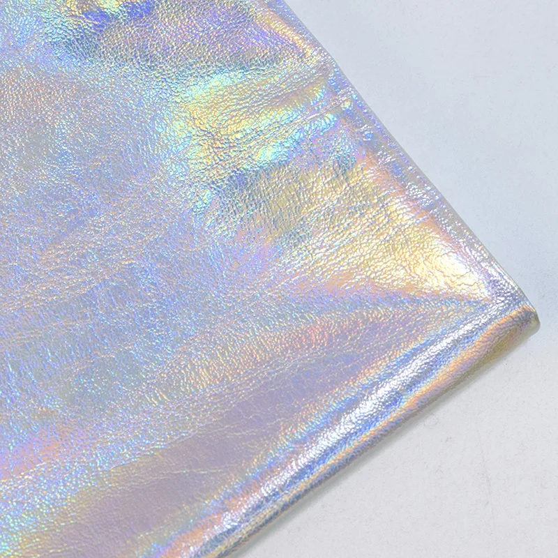 Fashionable Shiny Metal Pu Holographic rainbow Effect Leather