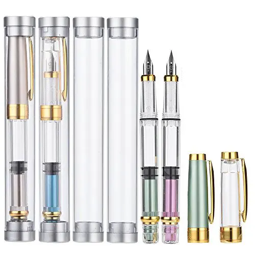 Fine Nib Piston Fill Fountain Pens Transparent Pen Thin Without Tube Package
