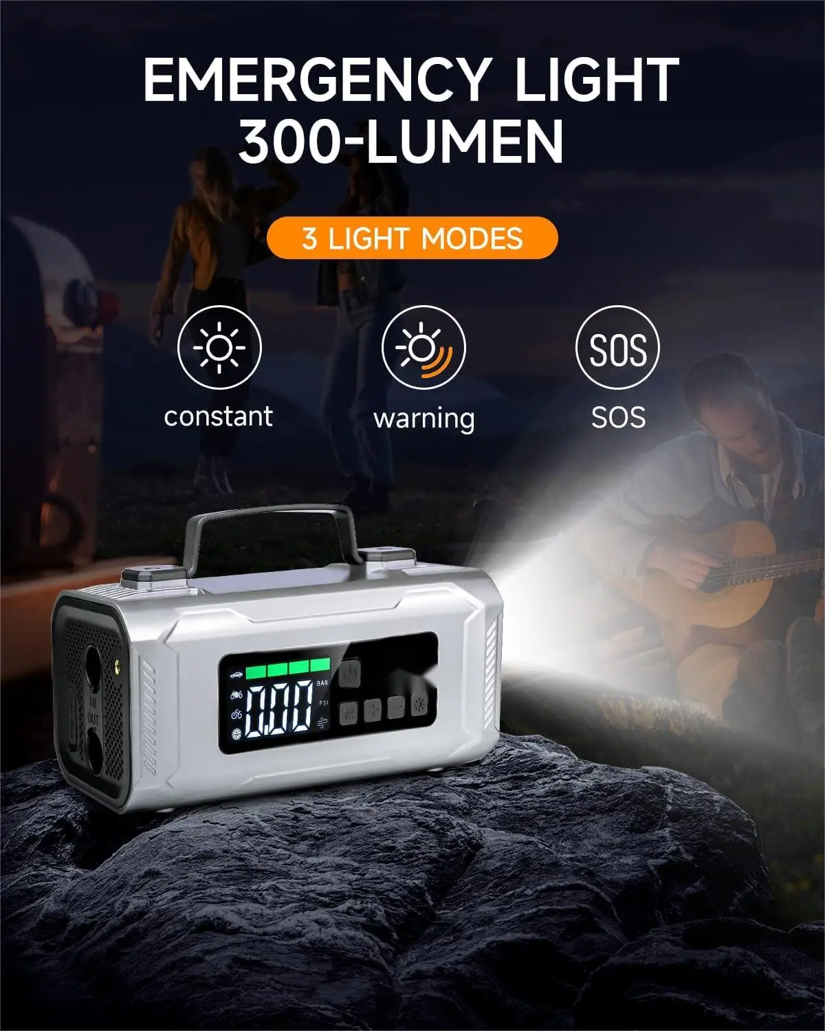 HF04 new model jump starter inflatable portable 6 in 1 compressors 12v AC/DC air compressor car inflator with highlight LED