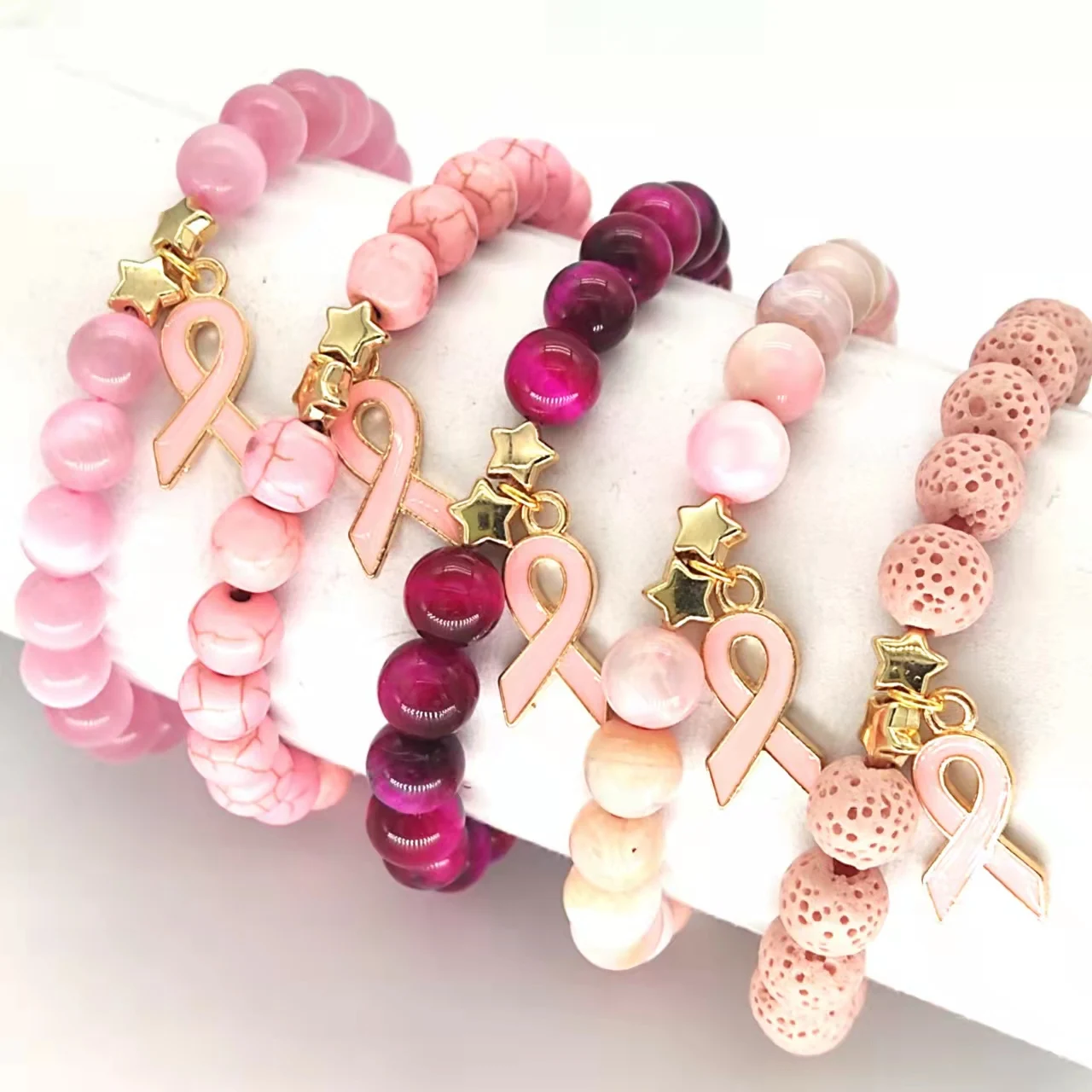 KDB8469 wholesale pink stone bracelet breast cancer awareness bracelets