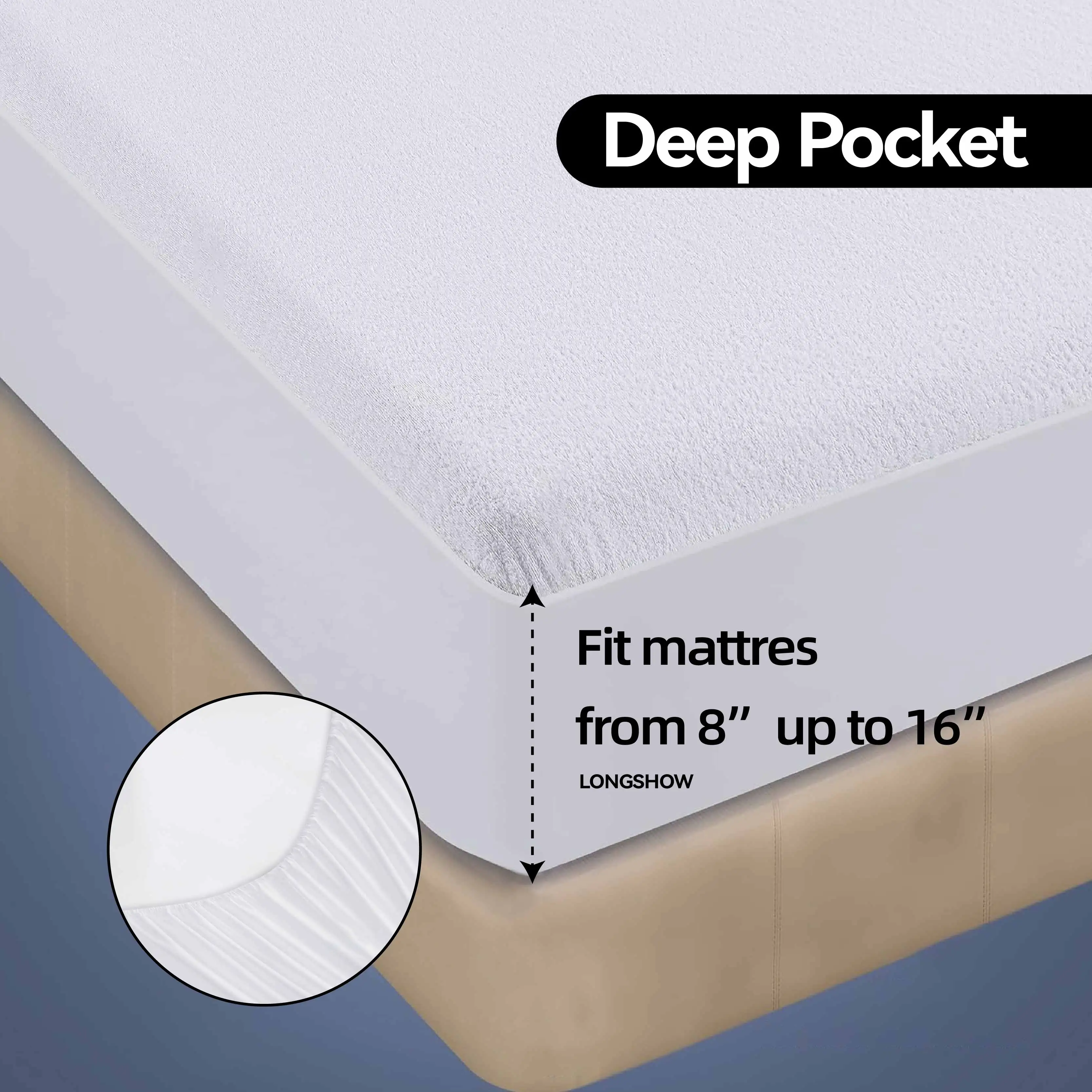 Waterproof King Size cotton terry Mattress Protector for Adults Knitted Bed Cover Soft Protector for Home and Hospital Use