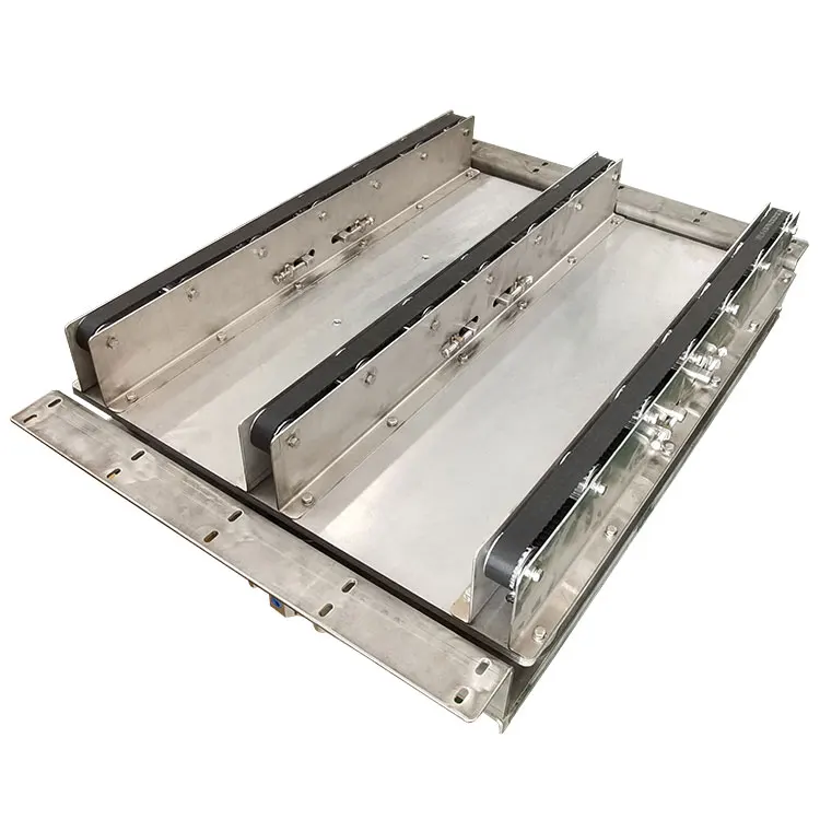 Double synchronous belt drive top lift leveling machine used by  conveyor  line