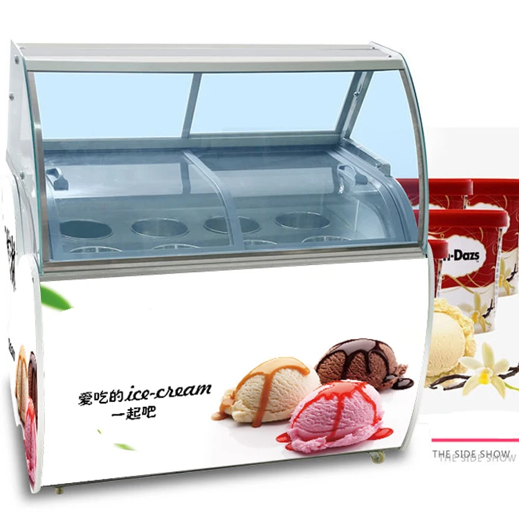 10, 12,14 pans Ice cream display refrigerator,italian ice cream display freezer