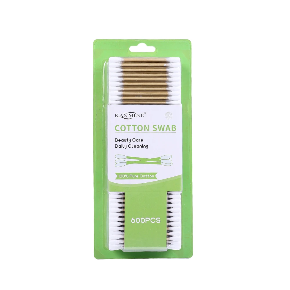 Wholesale Make Up New Personal Care Private Label Custom Ear 600Pcs Bamboo Paper Sticks Cotton Swab With Card Suction Package
