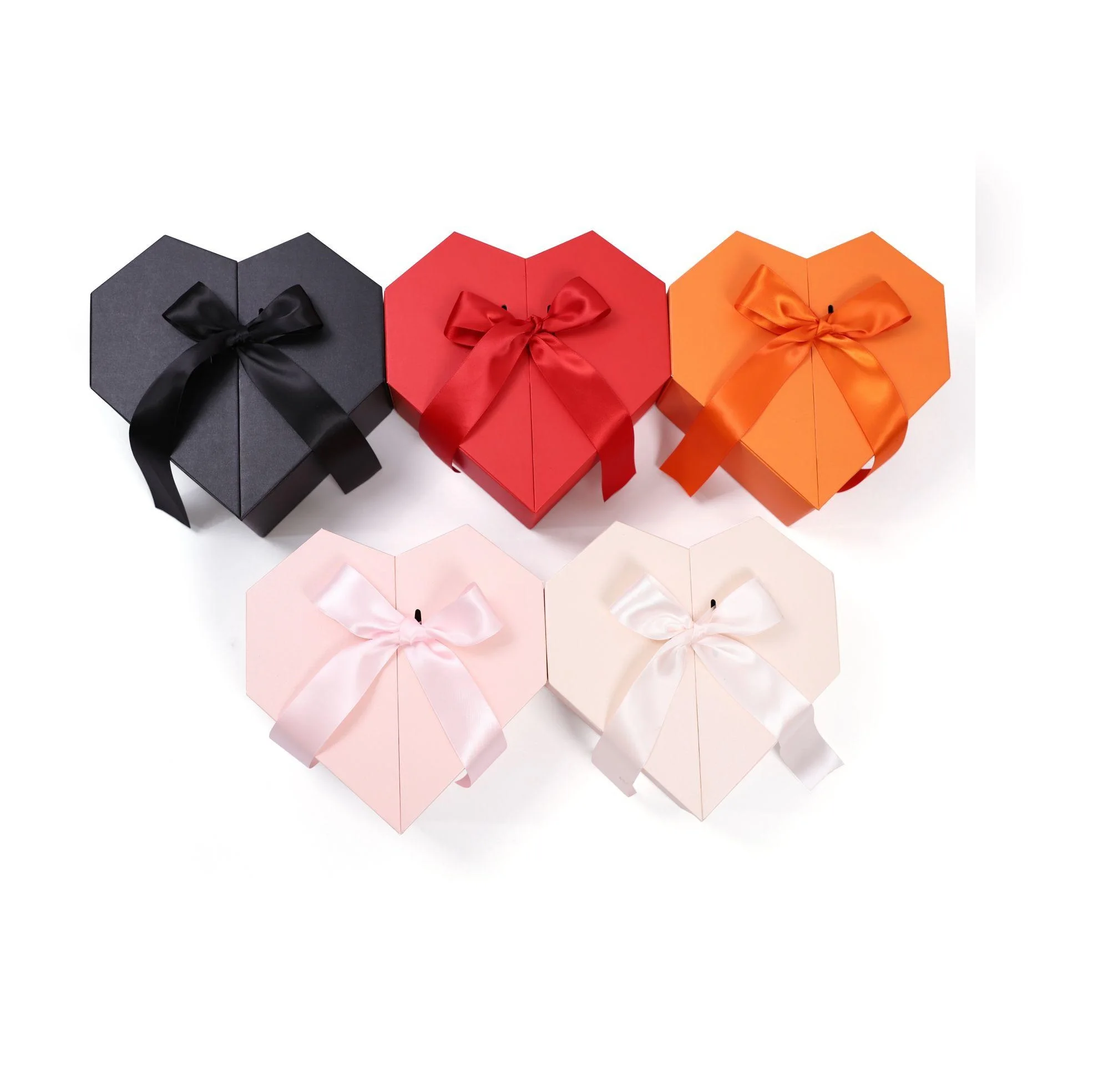 2021 New Design Heart Song Flower Gift Box with Hinged Door Cover Ribbon Bow Lock