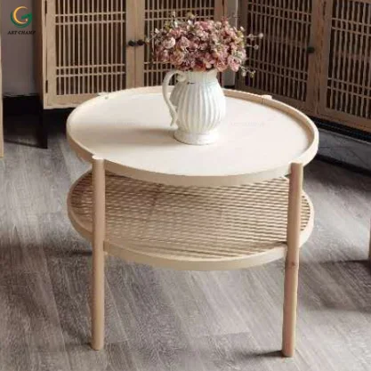 Деревянная мебель для гостиной, домашний декор, современный прикроватный круглый ротанговый поднос, журнальный столик (1600114737343)