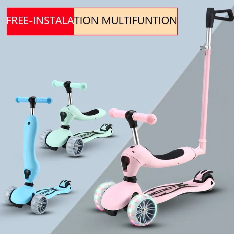 Hot sale custom Toddler Scooter 3-in-1 Kids Scooter with Flashing Wheels Adjustable Push Bar 3 Wheel Scooter for Kids
