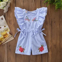 European and American summer kids clothing sets 2021 Flying sleeve jumpsuits girls dresses children wear baby clothing sets