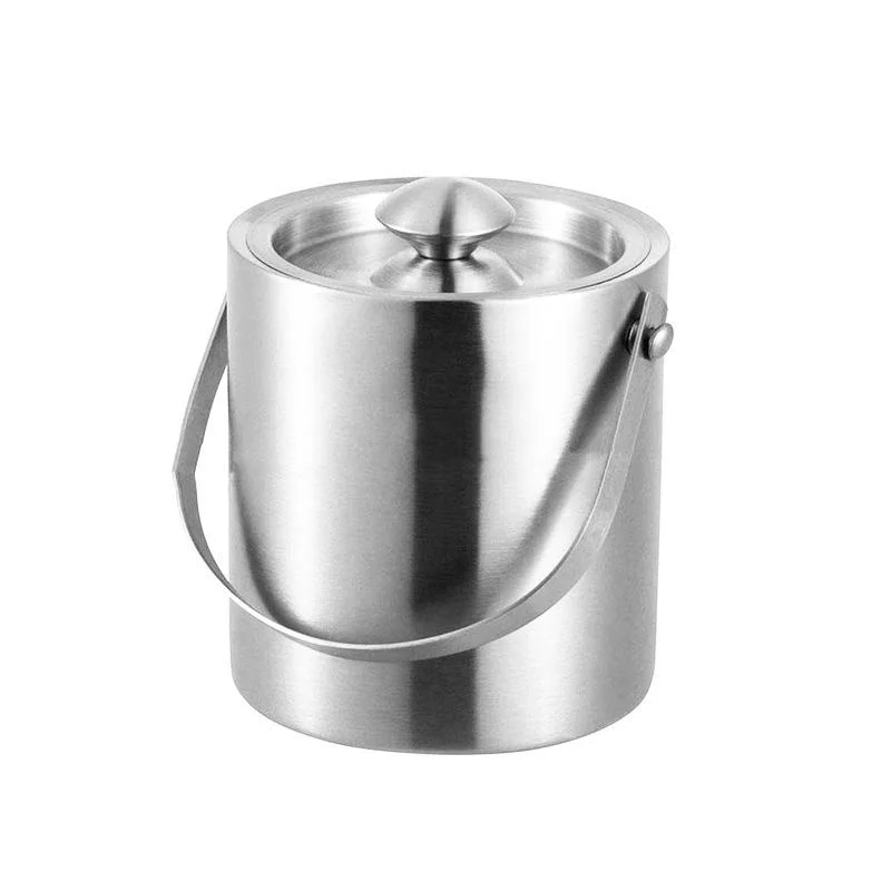 Ведро для льда с двойной стенкой и изоляцией шампанского вина сохраняет лед более продолжительным 3 литра ведро из нержавеющей стали крышкой