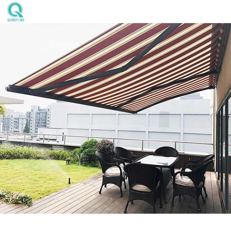 QINGYING high quality foldable awning canopy motorized full half cassette outdoor electric 4m retractable awning 6m