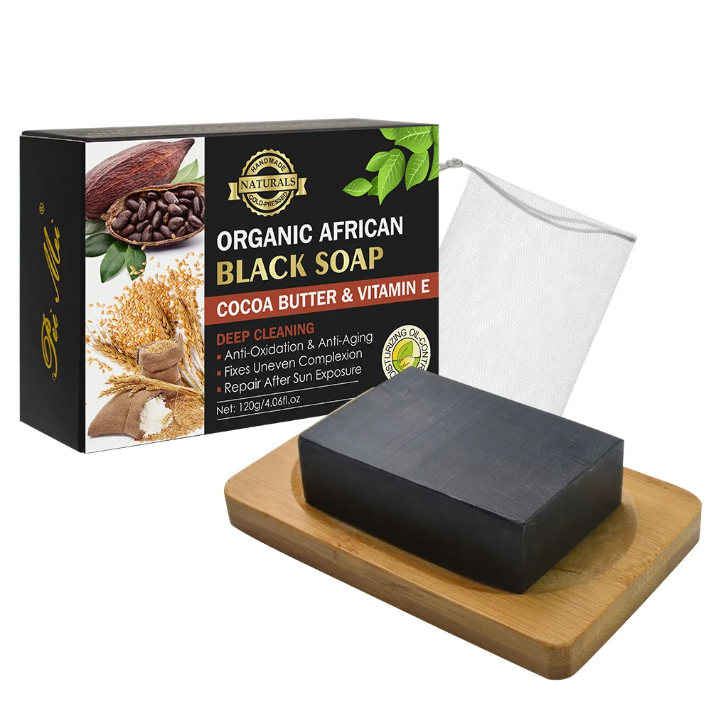Support Drop Shipping Soap Cocoa Bean Vitamin E Black Soap Body Moisturizing Cleansing Skin Soap