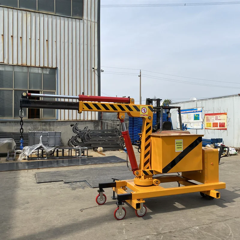 hydraulic crane 2 tons simple cantilever rotation hand push mobile handling crane