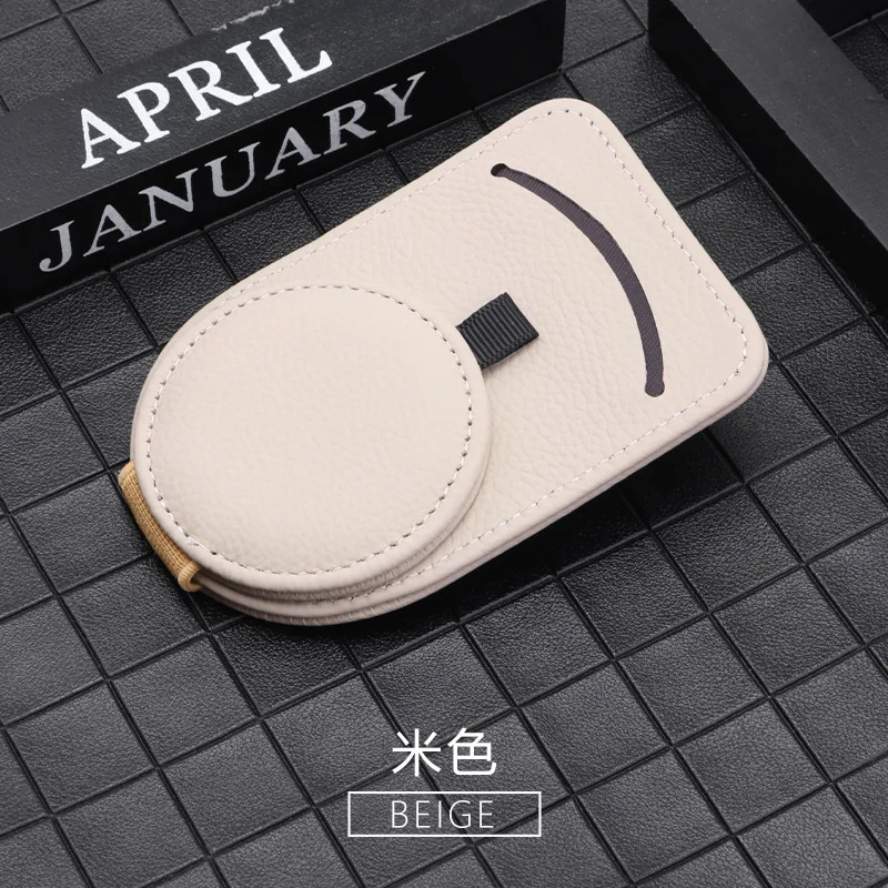 New Design Sturdy Glass Clip Practical Magnetic Pu Leather Sunglasses Holder For Car Visor Car Organizers