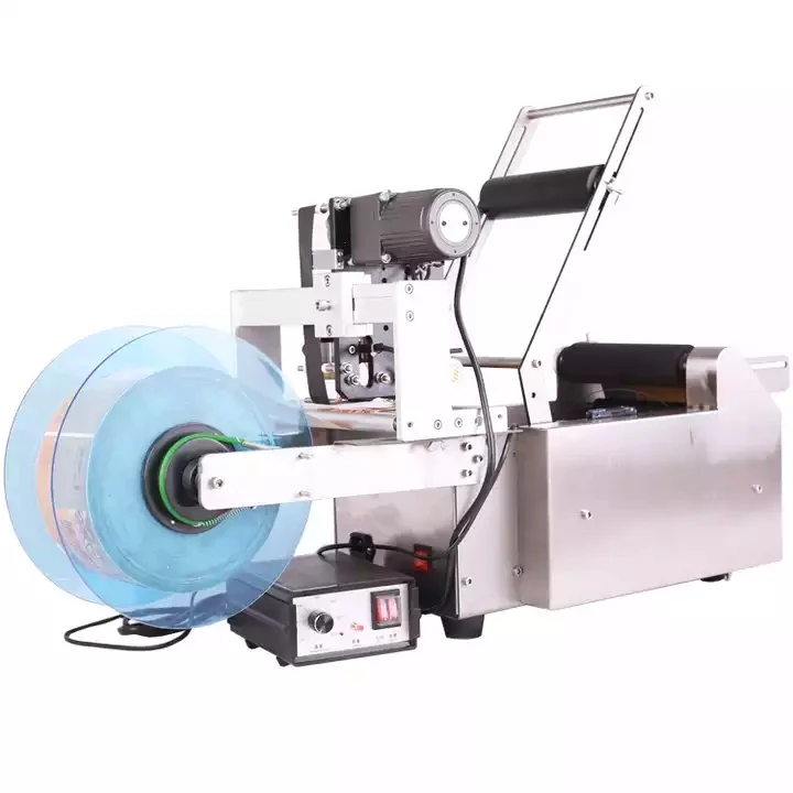 Semi Automatic Mineral Water Plastic Round Bottle Labeling Machine for Round Bottles Sticker Label Packing Machine with Coding