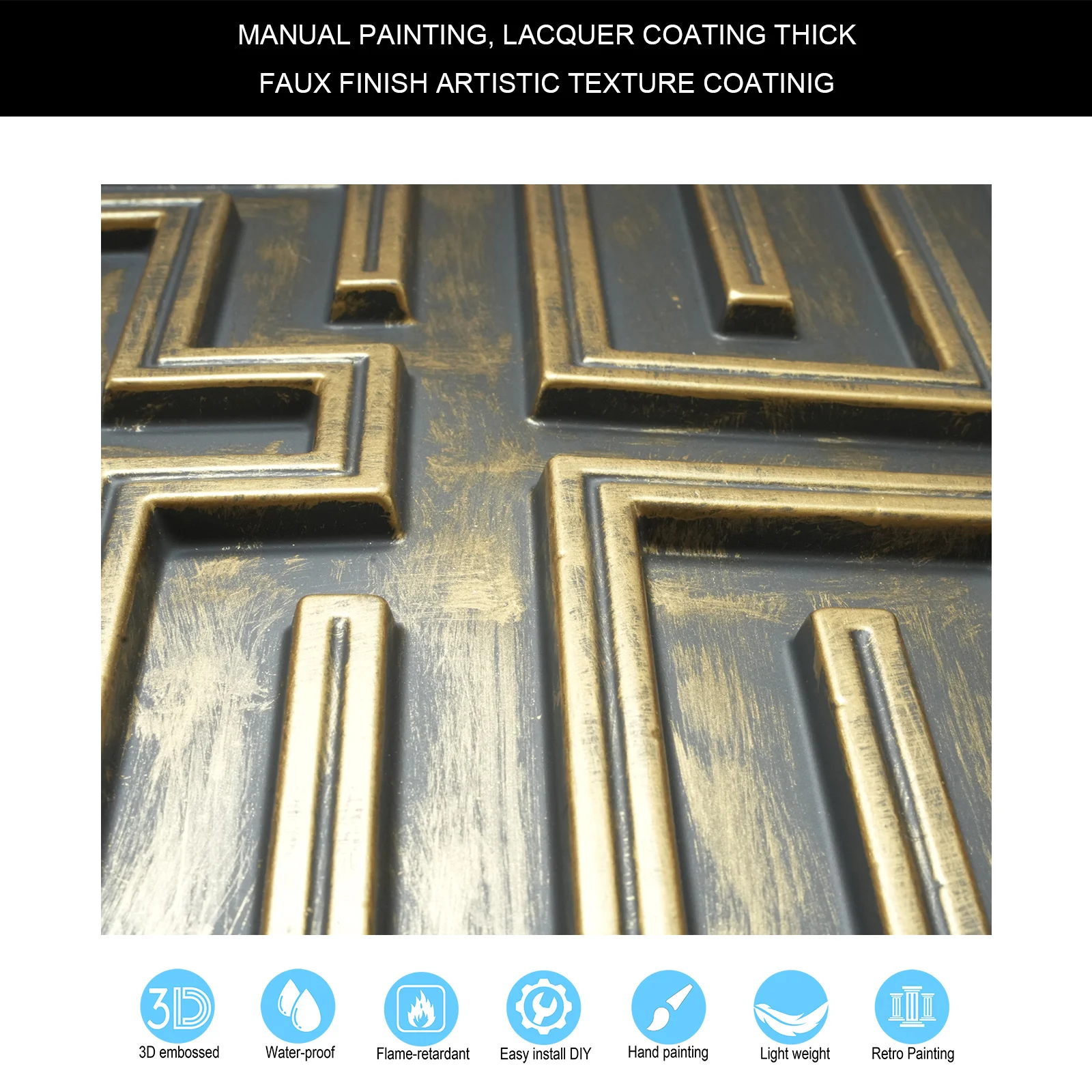 Faux finishes crevices decor wall panels Vintage Pattern Tin ceiling Tiles Easy Drop-In Installation PL25 Ancient gold