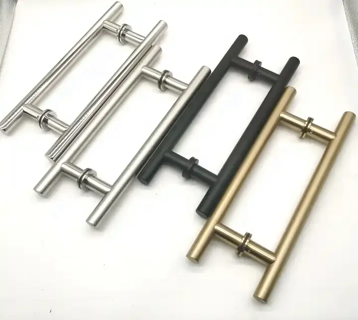 ss shower screen h type tempered handle wooden large glass square pull bathroom stainless steel glass door handle for glass door